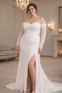 Jenny Yoo Dove Lace Wedding Dress Anthropologie Plus Size 22W Detachable Sleeves